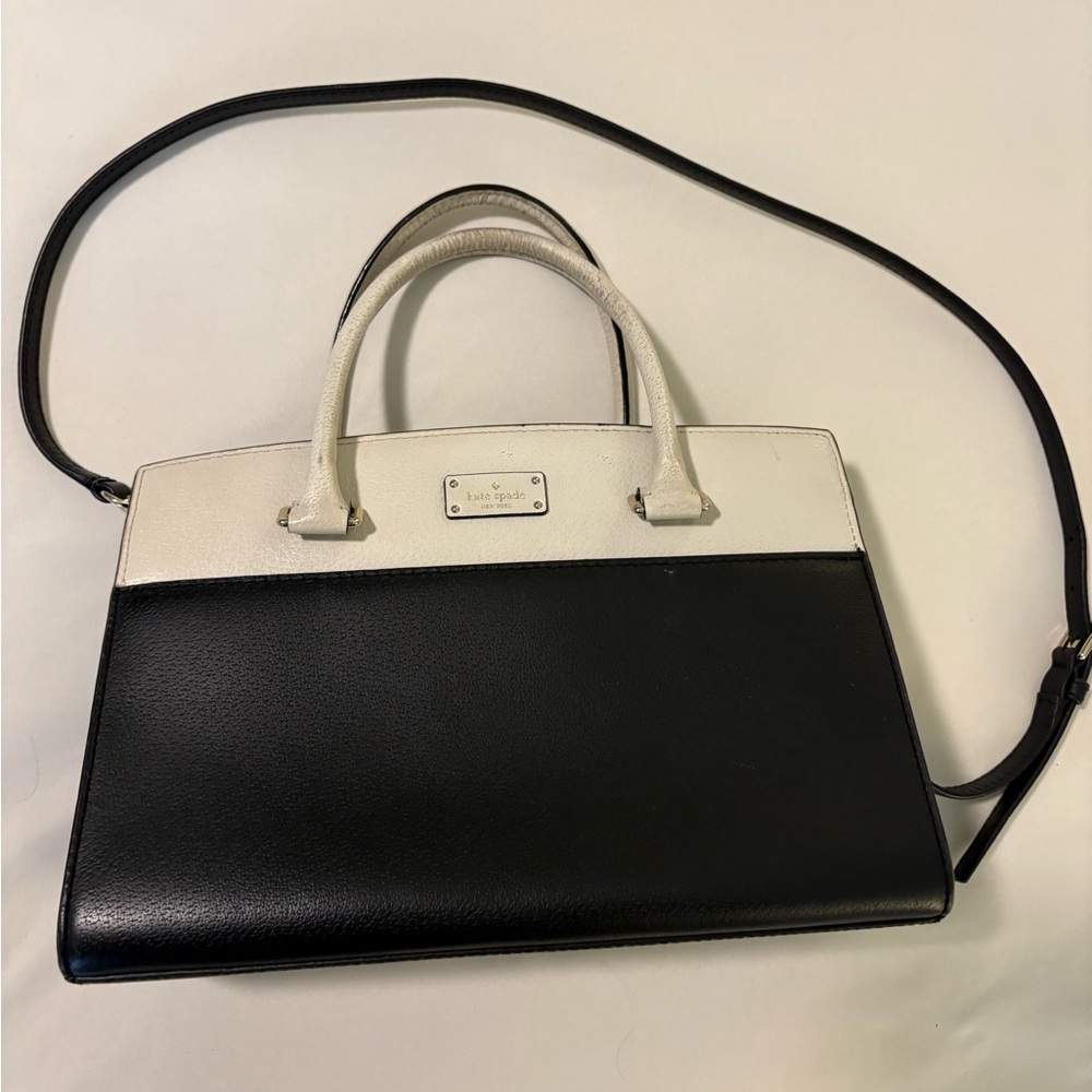 Kate Spade Grove Street Caley Satchel Black/White Leather